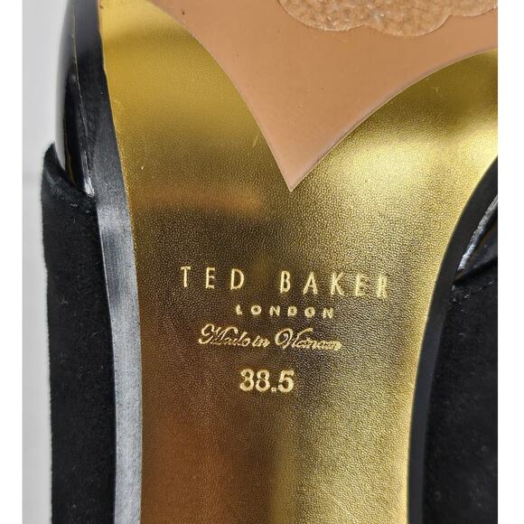 TED BAKER LONDON WOMEN'S BLACK LEATHER HIGH-HEELED ANKLE BOOTS – SIZE 38.5 (8.5) - Picture 8 of 14